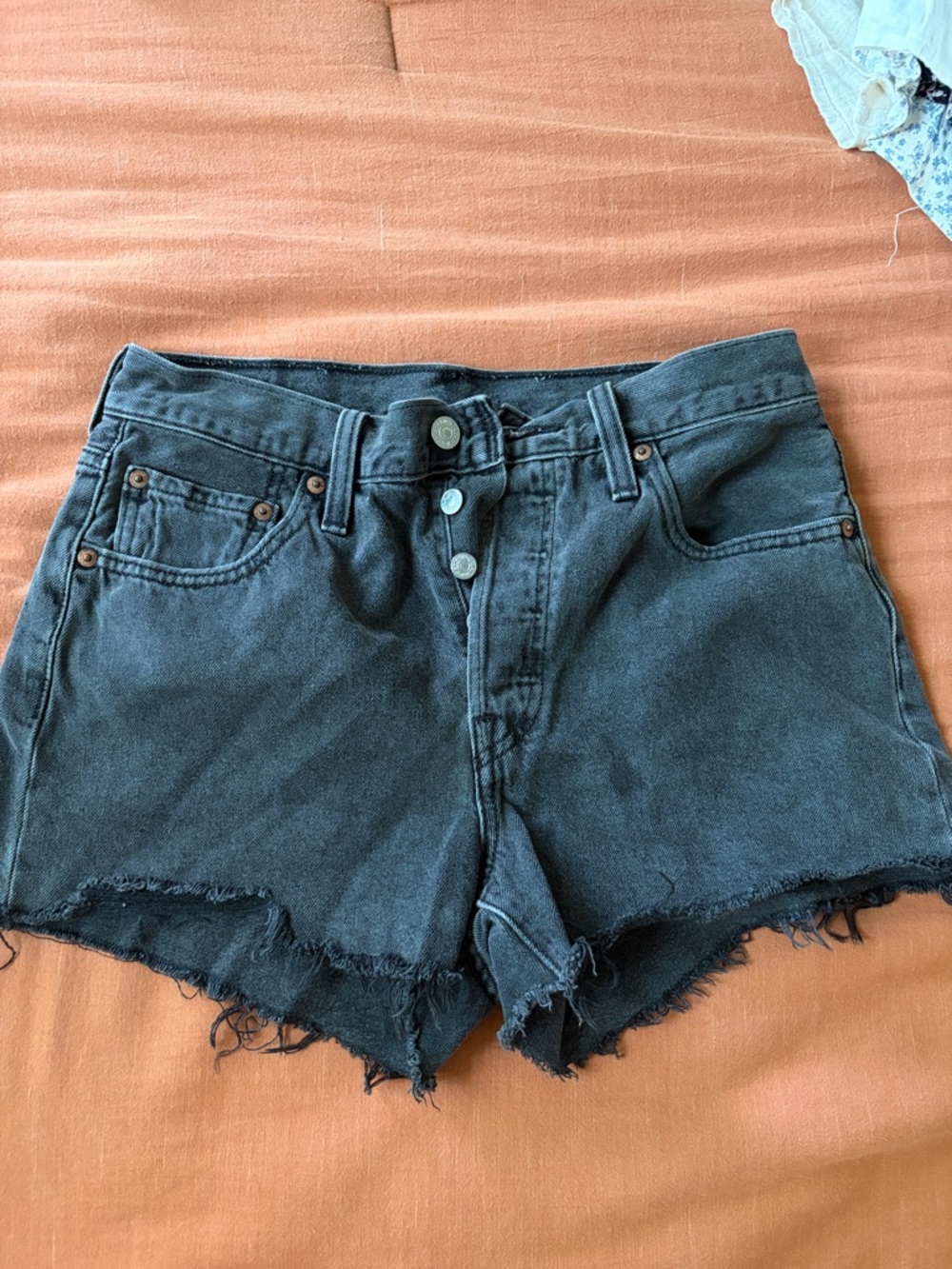 Levi's Black Washed Denim Cutoff Shorts
